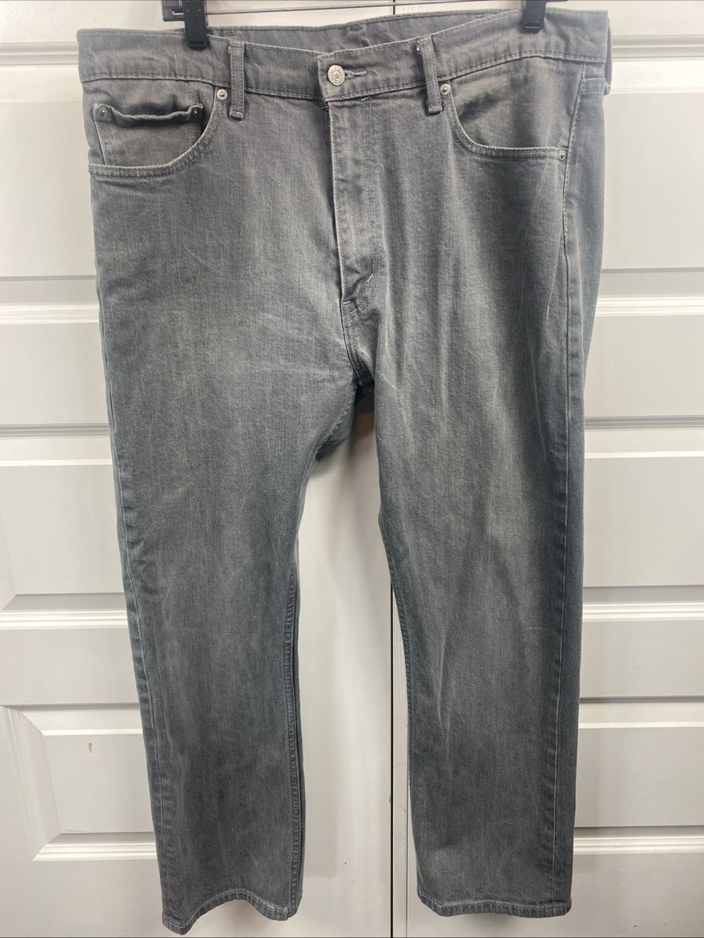 Levi's 505 Regular Fit Jeans Men Distressed Fade Gray Denim Pants Red Tab 38x30